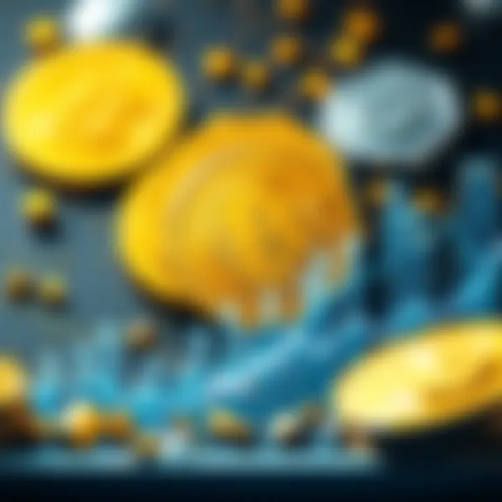 A chart showing Bitcoin rising while gold and silver prices fluctuate, with symbols of each metal in the background.