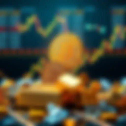 Bitcoin vs Gold and Stocks A graphic showing Bitcoin symbol rising above gold bars and stock market charts, illustrating a financial prediction.