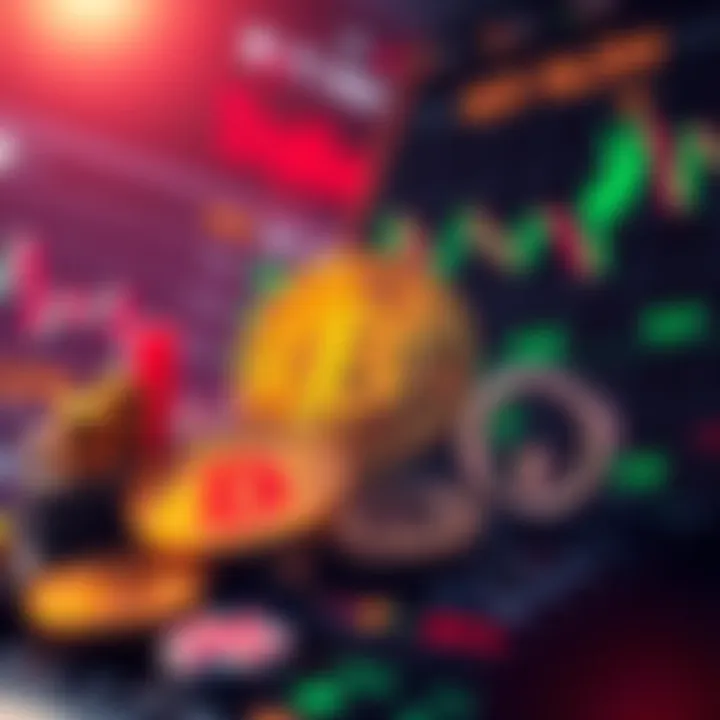 A visual representation showing Bitcoin alongside traditional stock market symbols, highlighting the contrast between high-risk perceptions and potential value.