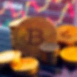 A visual representation of Bitcoin alongside gold and stock market charts, highlighting the investment debate