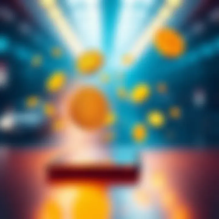 A sleek smartphone displaying a Bitcoin wallet app with digital currency icons floating around it, symbolizing swift transactions and modern technology.