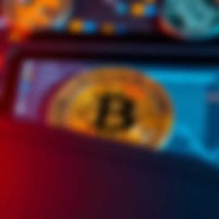 A close-up of a Bitcoin wallet showing a recent 20 cent deposit alert on a screen, surrounded by digital currency symbols