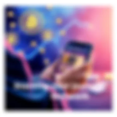 An illustration showing a person using a smartphone to manage a Bitcoin wallet with icons representing the Lightning Network and Bitcoin transactions in the background.
