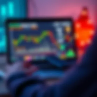 A person managing their Bitcoin investment using a digital wallet on a laptop, with Bitcoin charts displayed on the screen.