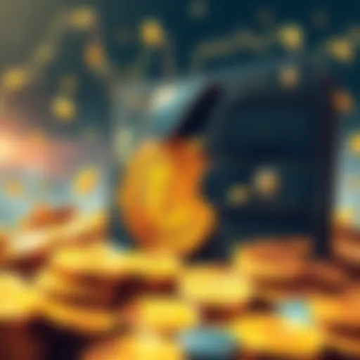 An illustration showing a Bitcoin wallet with coins spilling out, symbolizing old holders selling their BTC, affecting the market.