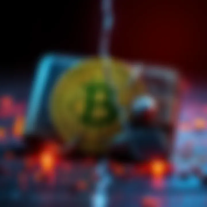 A cracked Bitcoin wallet symbolizing a security breach and risk for Bitcoin holders.