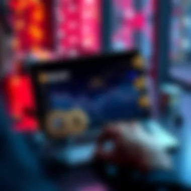 A person setting up a Bitcoin wallet on a laptop with cryptocurrency icons around.