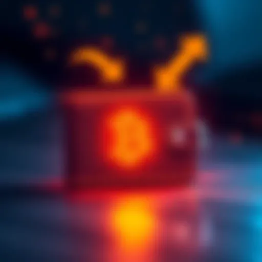 Bitcoin wallet transfer illustration Graphic showing a Bitcoin wallet with arrows indicating a transfer and a decreasing balance