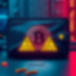 Bitcoin Wallet Vulnerabilities An illustration showing an early Bitcoin wallet interface with warning signs indicating security risks from weak random number generation.