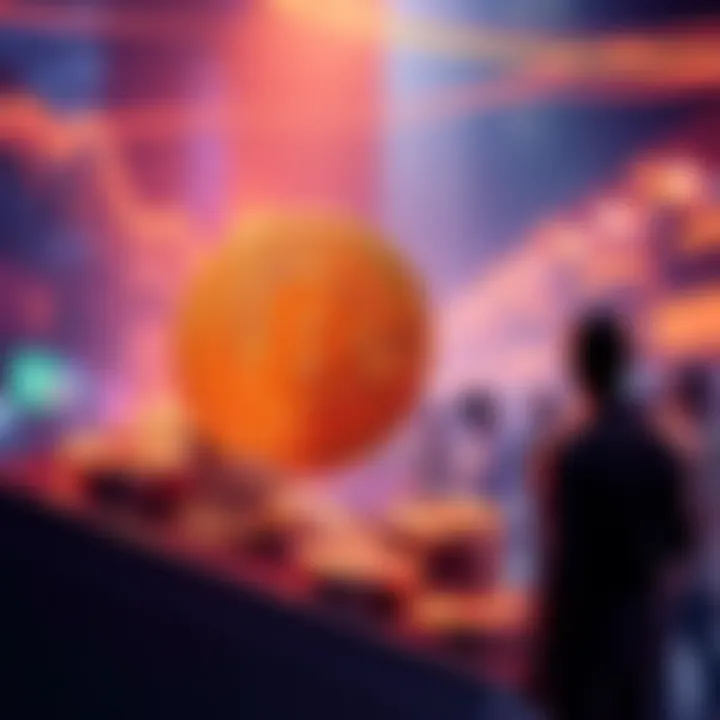 A graphic showing the Bitcoin symbol alongside a price tag of 1 million dollars, with people discussing investment options in the background.