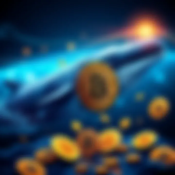 A graphic showing a whale representing major Bitcoin holders like Michael Saylor, with Bitcoin symbols around it.
