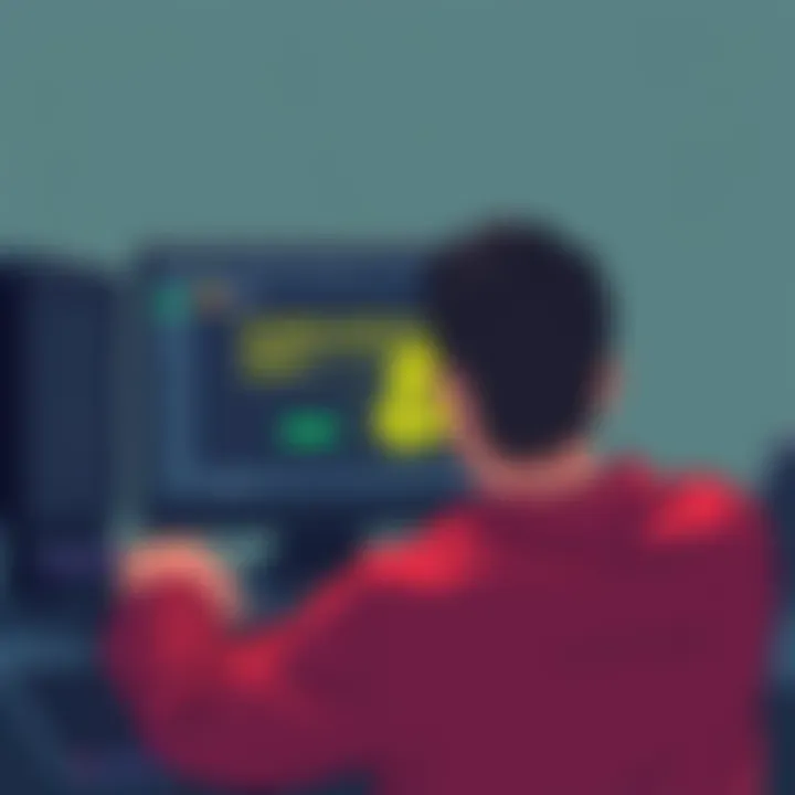 Illustration of a person frustrated while attempting to withdraw Bitcoin from an Onion wallet with an error message on the screen
