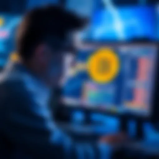 A frustrated person looking at a computer screen showing Bitcoin withdrawal errors on the Lightning Network.
