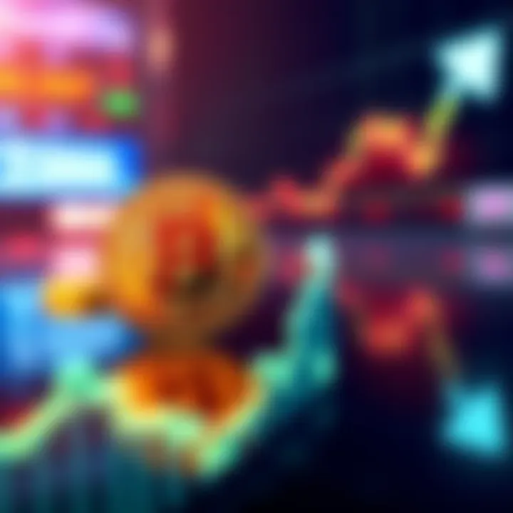 A graphic showing Bitcoin leaving exchanges, indicating market changes, with a downward trend line in the background.