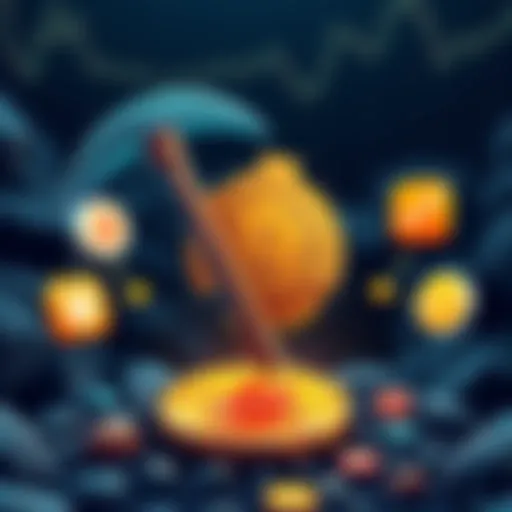 Illustration of Bitcoin symbol with a broken miner pickaxe and off-chain trading symbols around it, showing alternative trading methods