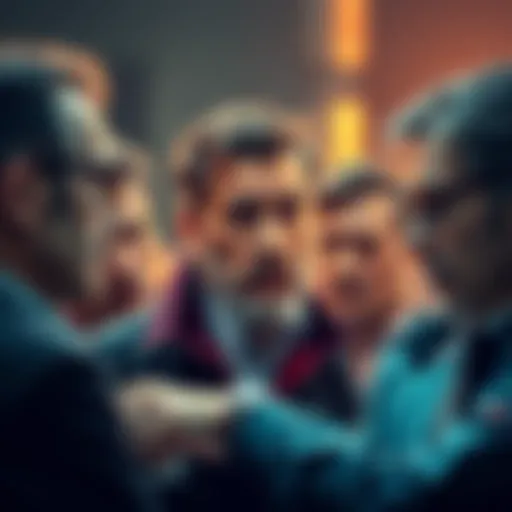 Notable bitcoiners discussing their doubts about cryptocurrency's integrity, with an expression of skepticism on their faces.