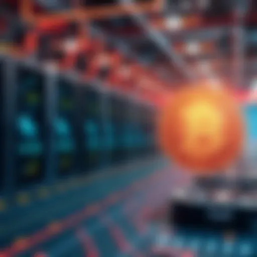 A graphic showing Bitfarm's transition from crypto mining to artificial intelligence, with mining equipment fading into the background and AI symbols emerging in the foreground.