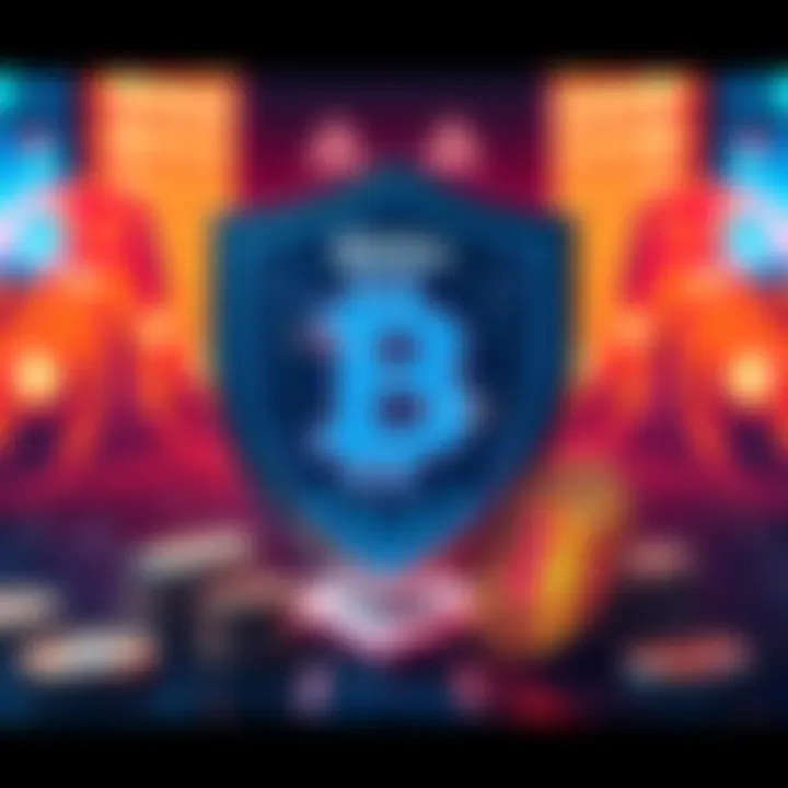 A digital representation of BitGo's cryptocurrency security solutions with a shield and digital tokens