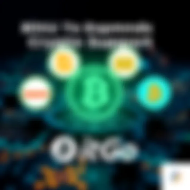 Graphic showing logos of cryptocurrencies DOVU, Sauce, Pack, Karate, and Jam with a BitGo logo