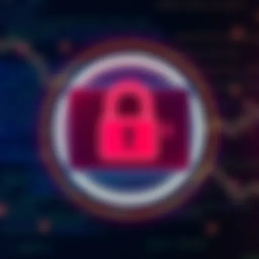 A digital illustration showing a secure multisig wallet interface with lock icons and a background of computer code, representing security in cryptocurrency transactions.