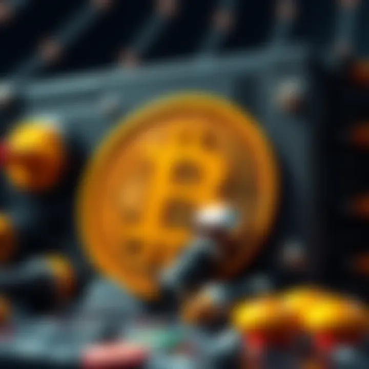 A graphic showing the Bitmain logo with a broken Antminer, symbolizing the firmware manipulation scandal in Bitcoin mining.