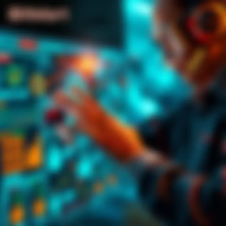 A person interacting with a digital interface showcasing automation tools and AI features
