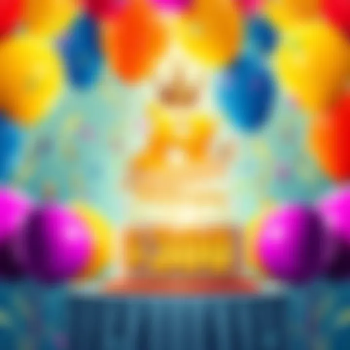 Graphic of a festive birthday celebration with balloons and confetti, highlighting BitMart's 8th anniversary and prize of $300.