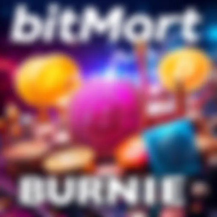 A promotional graphic for BitMart's upcoming listing of Burnie Senders (BURNIE) featuring cryptocurrency symbols and trading elements.
