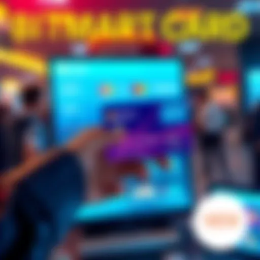 A person holding a BitMart Card with a digital display showcasing spending options and transactions