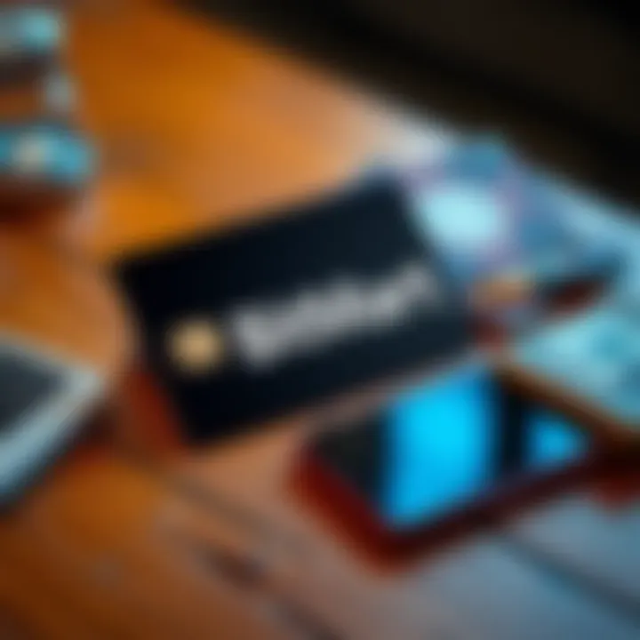 A BitMart Card placed on a wooden table next to a smartphone and some cash, illustrating modern payment solutions with cryptocurrency.