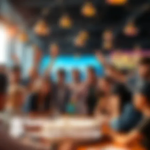 Members of the Bitmart community celebrating their 8th anniversary with friends and fun activities.