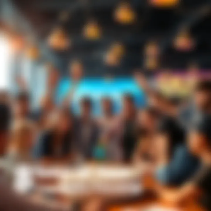 Members of the Bitmart community celebrating their 8th anniversary with friends and fun activities.