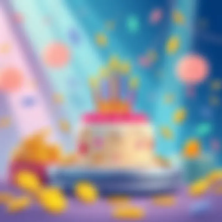 BitMart Meme Competition Announcement A bright and colorful illustration promoting the BitMart Meme Competition with a cartoon-style cake and coins, inviting participants to join and showcase their creativity.