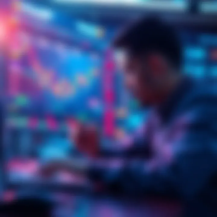 A person analyzing trading charts and making predictions on BitMart's Prediction Market