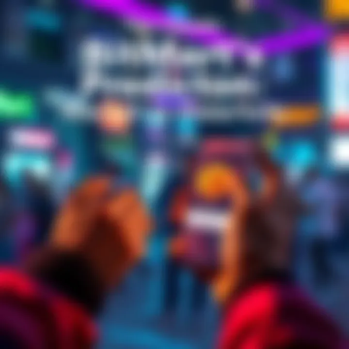 A person using a smartphone to engage in BitMart's Prediction Market, with a graphic of winning rewards and a crypto gift code