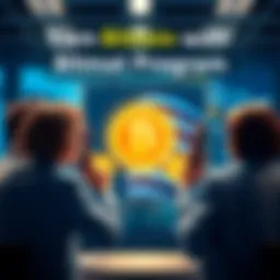 A graphic showing friends inviting each other with a Bitcoin symbol and rewards highlighted