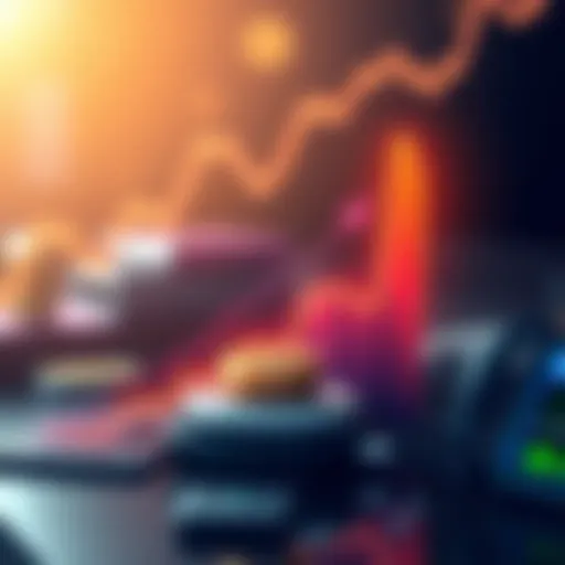 Graphic showing increasing savings with USDC and ETH, featuring a digital wallet and upward trending graph.