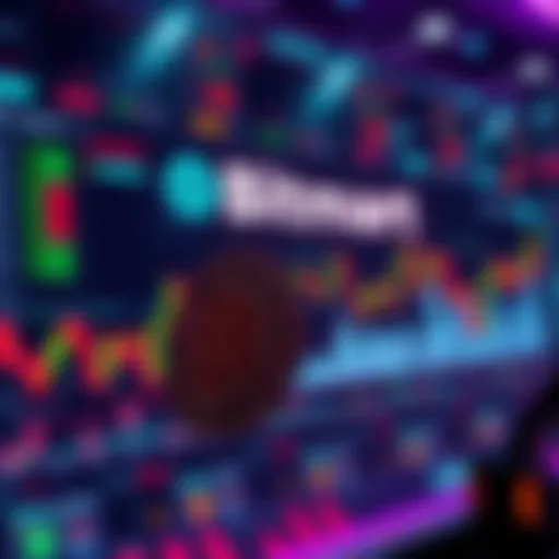 A vibrant graphic showing the Bitmart trading interface with charts and crypto symbols, highlighting user-friendly features and community engagement.