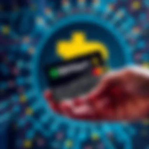 A person holding a BitMart Wallet Prepaid Card with a digital crypto graphic background