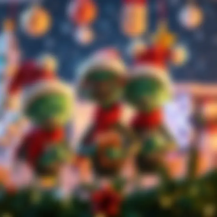 BitMartians joyfully celebrating Christmas and New Year with festive decorations and cheerful expressions.