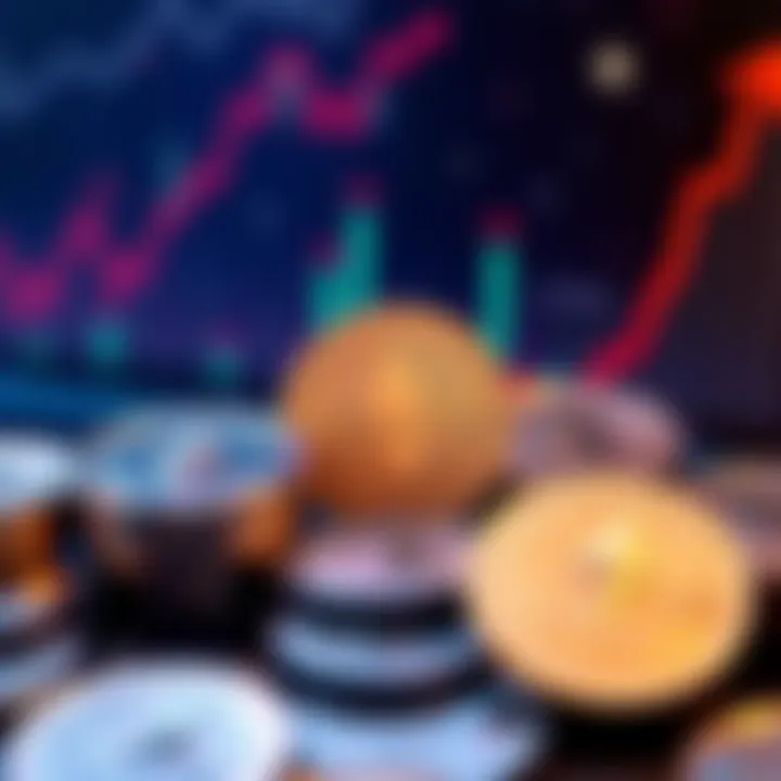 Illustration of Ethereum coins with a background showing financial growth and investment symbols