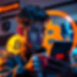 A person considering transferring cryptocurrency to Bitpanda for a 3% Bitcoin cashback offer, looking at a digital device with a Bitcoin logo in the background.