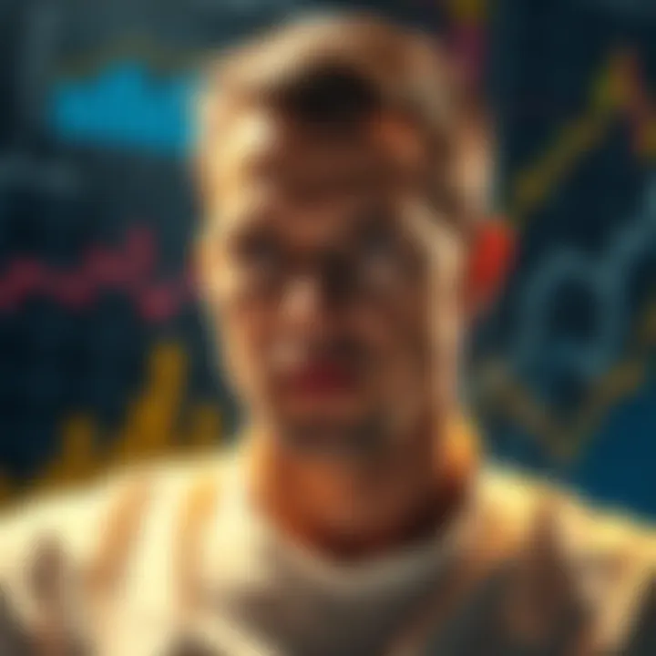 A digital portrait of BitQuant, a popular figure known for accurate predictions, surrounded by charts and graphs illustrating trends in their predictions.