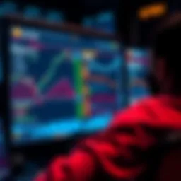 A person viewing their transaction history on a computer screen with financial data and graphs displayed