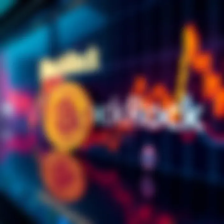 A graph showing fluctuating prices of Bitcoin and Ethereum with BlackRock logo in the background.