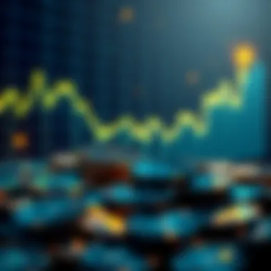 A graph showcasing rising cryptocurrency values with digital coins in the foreground symbolizing the future of finance.