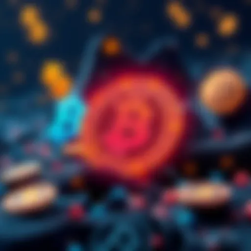 Illustration showing a representation of BlackRock's logo alongside cryptocurrency symbols, suggesting a connection between the two.