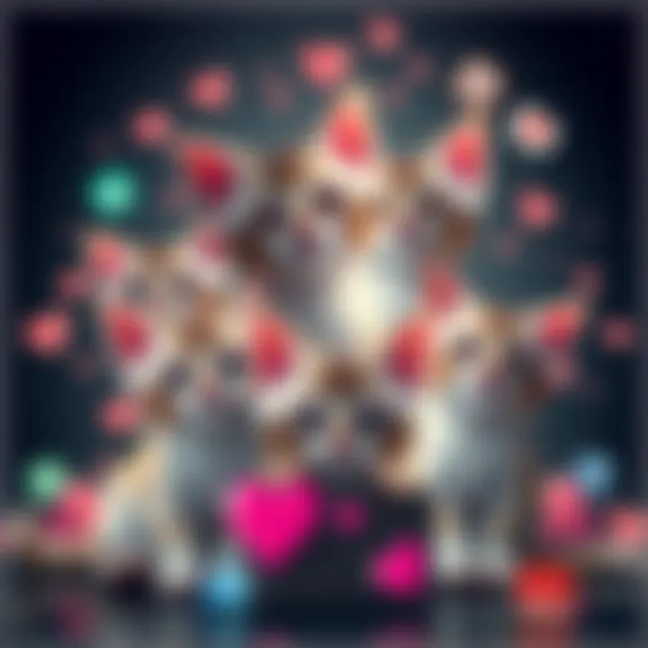 A collection of adorable Blessed Gatitos, showcasing their charm and popularity online, surrounded by hearts and social media icons.