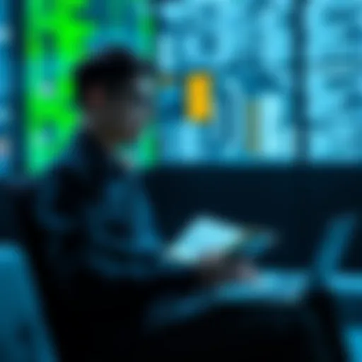 A person researching blockchain job opportunities with a laptop and notebook, showing interest in smart contract development.