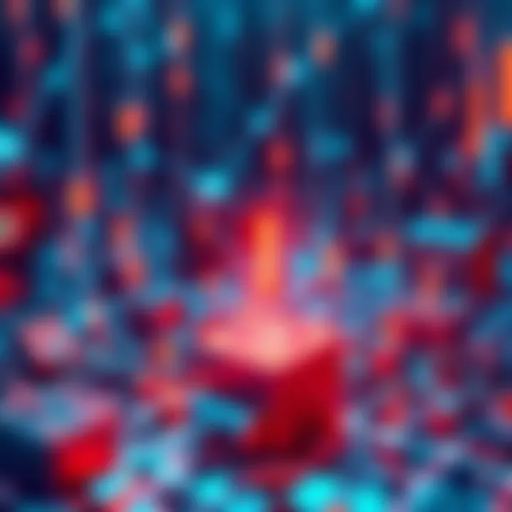 Visual representation of blockchain and AI concepts, featuring interconnected blocks and robotic elements, symbolizing technology and innovation.